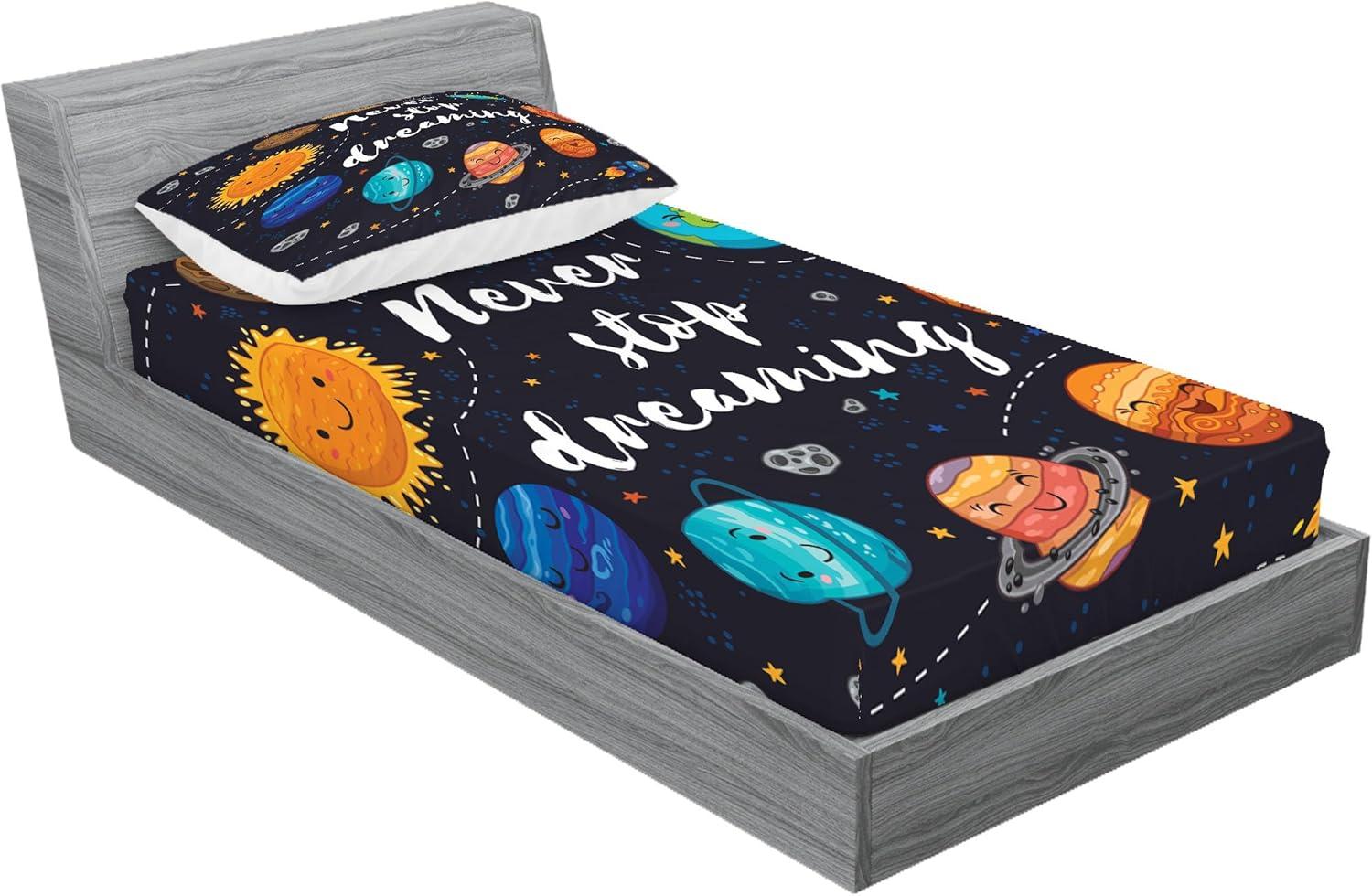 imageAmbesonne Sloth Fitted Sheet amp Pillow Sham Set Cartoon Character Sleeping on Branch Jungle Animal in Night Sky Kids Theme Decorative Printed 2 Piece Bedding Decor Set Twin Plum BrownIndigo Multicolor