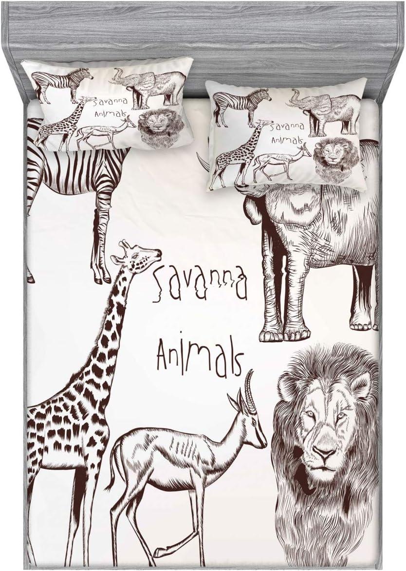 imageAmbesonne Sloth Fitted Sheet amp Pillow Sham Set Cartoon Character Sleeping on Branch Jungle Animal in Night Sky Kids Theme Decorative Printed 2 Piece Bedding Decor Set Twin Plum BrownBrown Cream