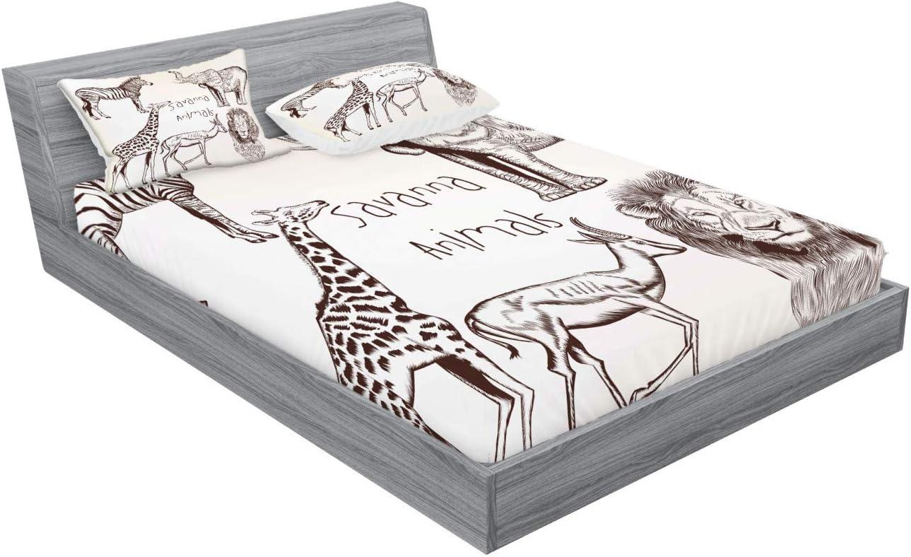 imageAmbesonne Sloth Fitted Sheet amp Pillow Sham Set Cartoon Character Sleeping on Branch Jungle Animal in Night Sky Kids Theme Decorative Printed 2 Piece Bedding Decor Set Twin Plum BrownBrown Cream