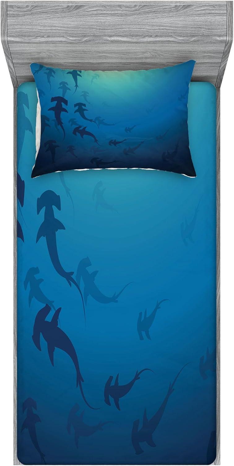 imageAmbesonne Sloth Fitted Sheet amp Pillow Sham Set Cartoon Character Sleeping on Branch Jungle Animal in Night Sky Kids Theme Decorative Printed 2 Piece Bedding Decor Set Twin Plum BrownBlue Ocean