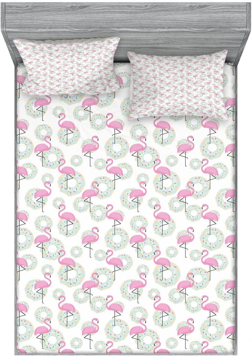 imageAmbesonne Sloth Fitted Sheet amp Pillow Sham Set Cartoon Character Sleeping on Branch Jungle Animal in Night Sky Kids Theme Decorative Printed 2 Piece Bedding Decor Set Twin Plum BrownMint Green
