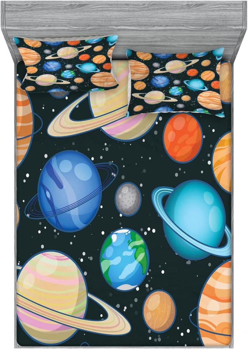 imageAmbesonne Sloth Fitted Sheet amp Pillow Sham Set Cartoon Character Sleeping on Branch Jungle Animal in Night Sky Kids Theme Decorative Printed 2 Piece Bedding Decor Set Twin Plum BrownSalmon