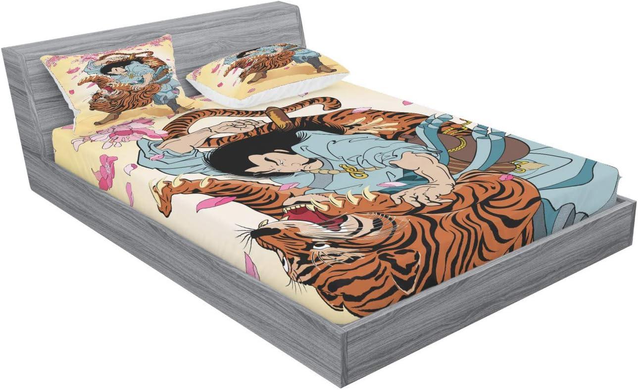 imageAmbesonne Sloth Fitted Sheet amp Pillow Sham Set Cartoon Character Sleeping on Branch Jungle Animal in Night Sky Kids Theme Decorative Printed 2 Piece Bedding Decor Set Twin Plum BrownPink Orange Cream