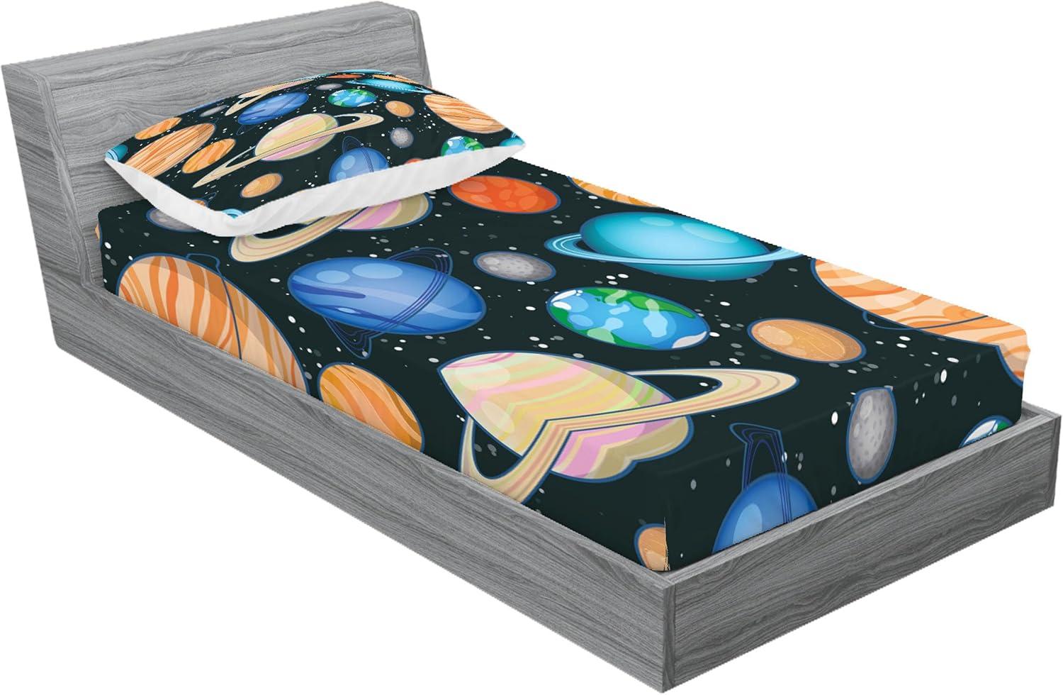 imageAmbesonne Sloth Fitted Sheet amp Pillow Sham Set Cartoon Character Sleeping on Branch Jungle Animal in Night Sky Kids Theme Decorative Printed 2 Piece Bedding Decor Set Twin Plum BrownSalmon