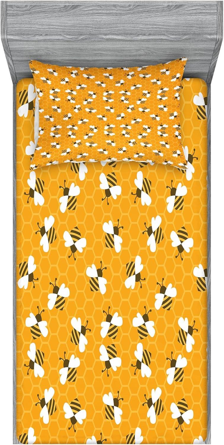 imageAmbesonne Sloth Fitted Sheet amp Pillow Sham Set Cartoon Character Sleeping on Branch Jungle Animal in Night Sky Kids Theme Decorative Printed 2 Piece Bedding Decor Set Twin Plum BrownOrange Brown