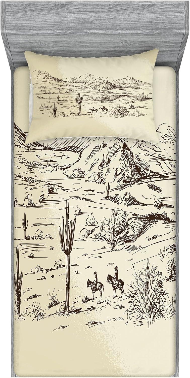 imageAmbesonne Sloth Fitted Sheet amp Pillow Sham Set Cartoon Character Sleeping on Branch Jungle Animal in Night Sky Kids Theme Decorative Printed 2 Piece Bedding Decor Set Twin Plum BrownBeige Black