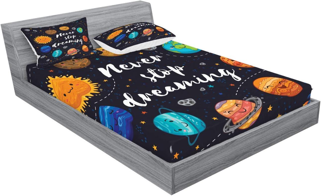 imageAmbesonne Sloth Fitted Sheet amp Pillow Sham Set Cartoon Character Sleeping on Branch Jungle Animal in Night Sky Kids Theme Decorative Printed 2 Piece Bedding Decor Set Twin Plum BrownIndigo Multicolor