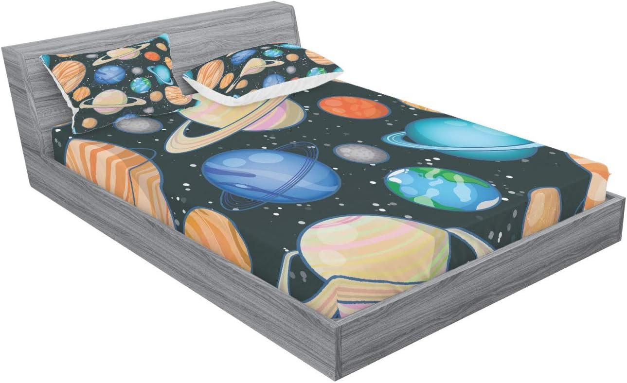 imageAmbesonne Sloth Fitted Sheet amp Pillow Sham Set Cartoon Character Sleeping on Branch Jungle Animal in Night Sky Kids Theme Decorative Printed 2 Piece Bedding Decor Set Twin Plum BrownSalmon