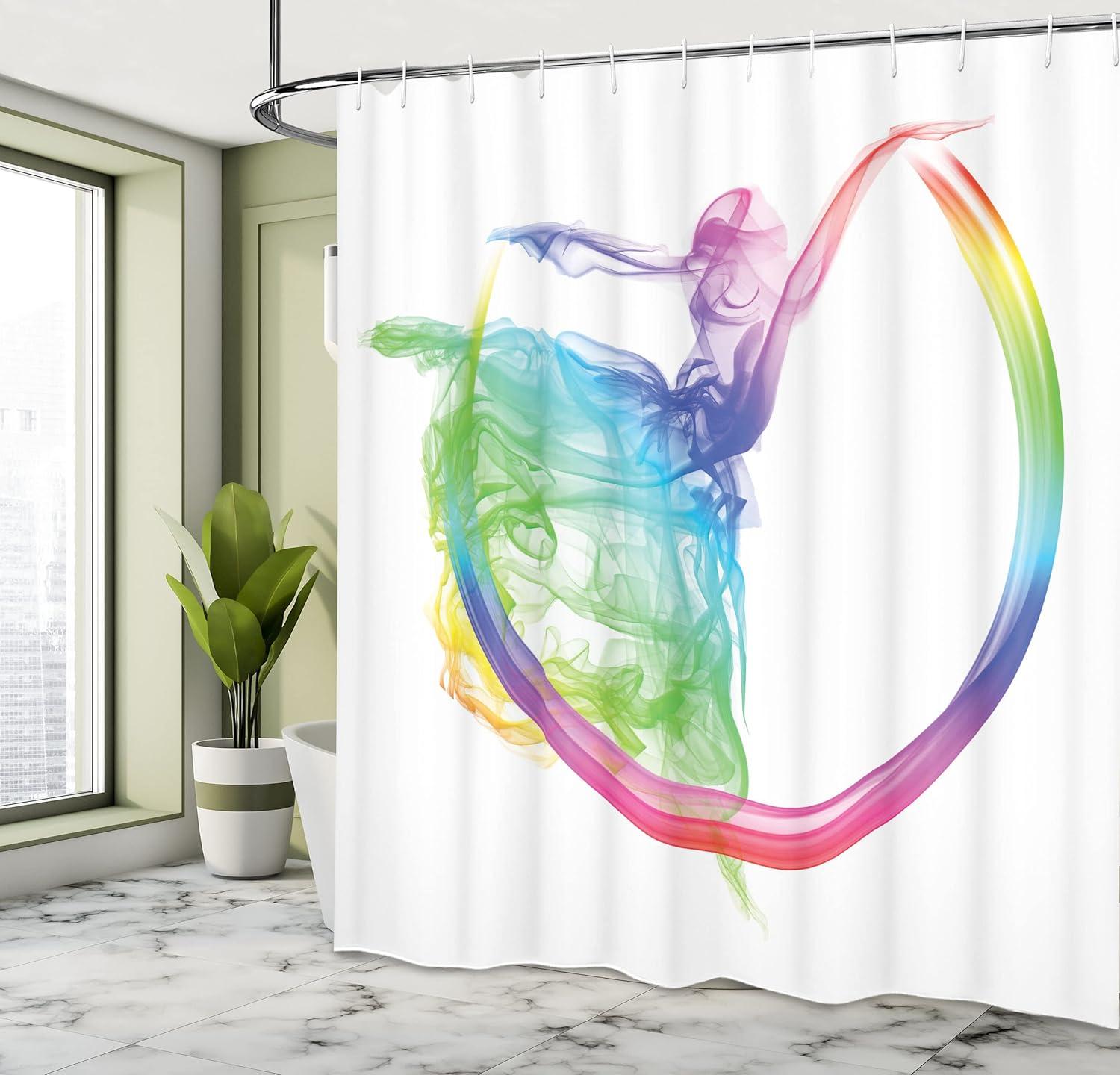 imageAmbesonne Sports Shower Curtain Cartoon Soccer Balls Showing Various Expressions Bored Laughing Happy Smiley Cloth Fabric Bathroom Decor Set with Hooks 69 W x 75 L White BlackAqua Yellow