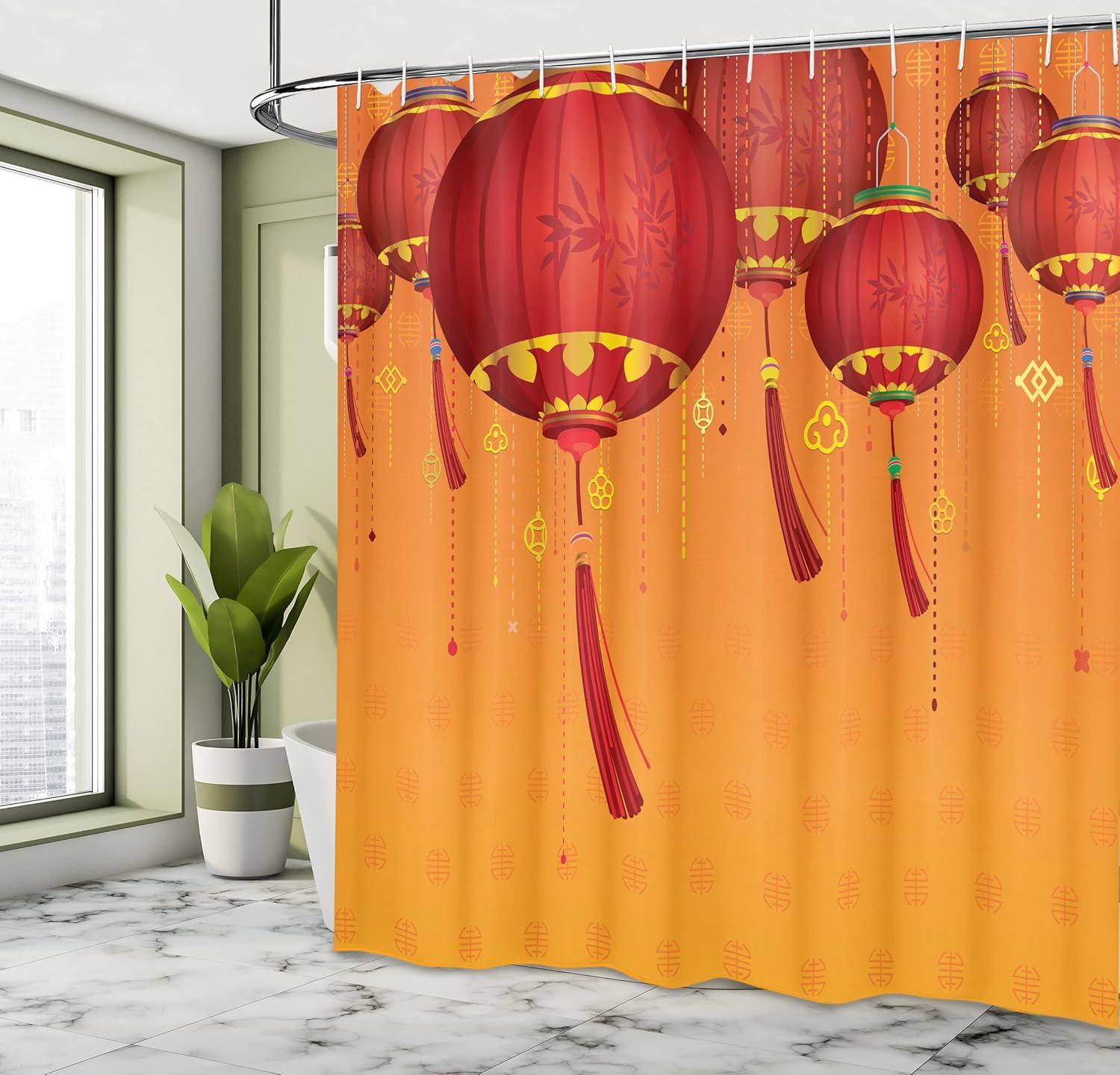 imageAmbesonne Sports Shower Curtain Cartoon Soccer Balls Showing Various Expressions Bored Laughing Happy Smiley Cloth Fabric Bathroom Decor Set with Hooks 69 W x 75 L White BlackOrange and Red