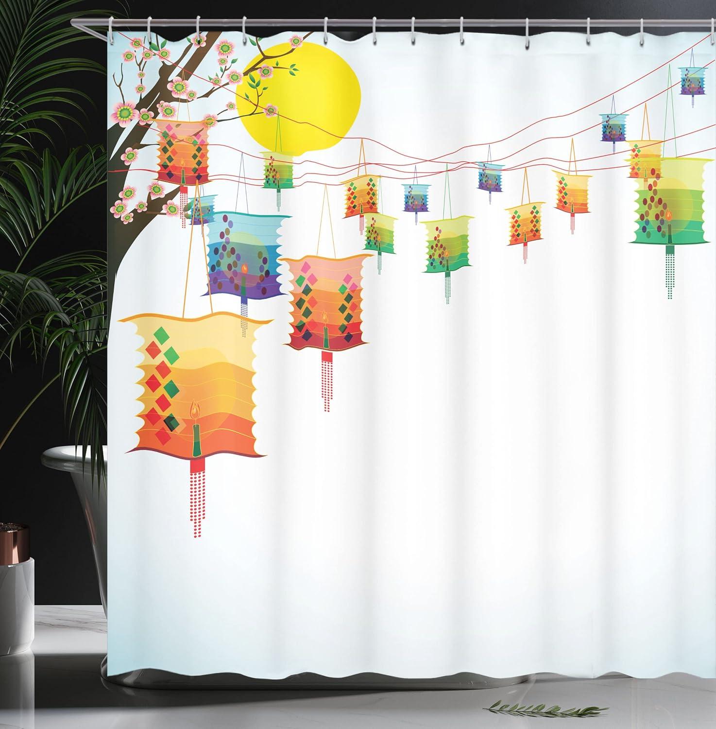 imageAmbesonne Sports Shower Curtain Cartoon Soccer Balls Showing Various Expressions Bored Laughing Happy Smiley Cloth Fabric Bathroom Decor Set with Hooks 69 W x 75 L White BlackOrange Yellow and Blue