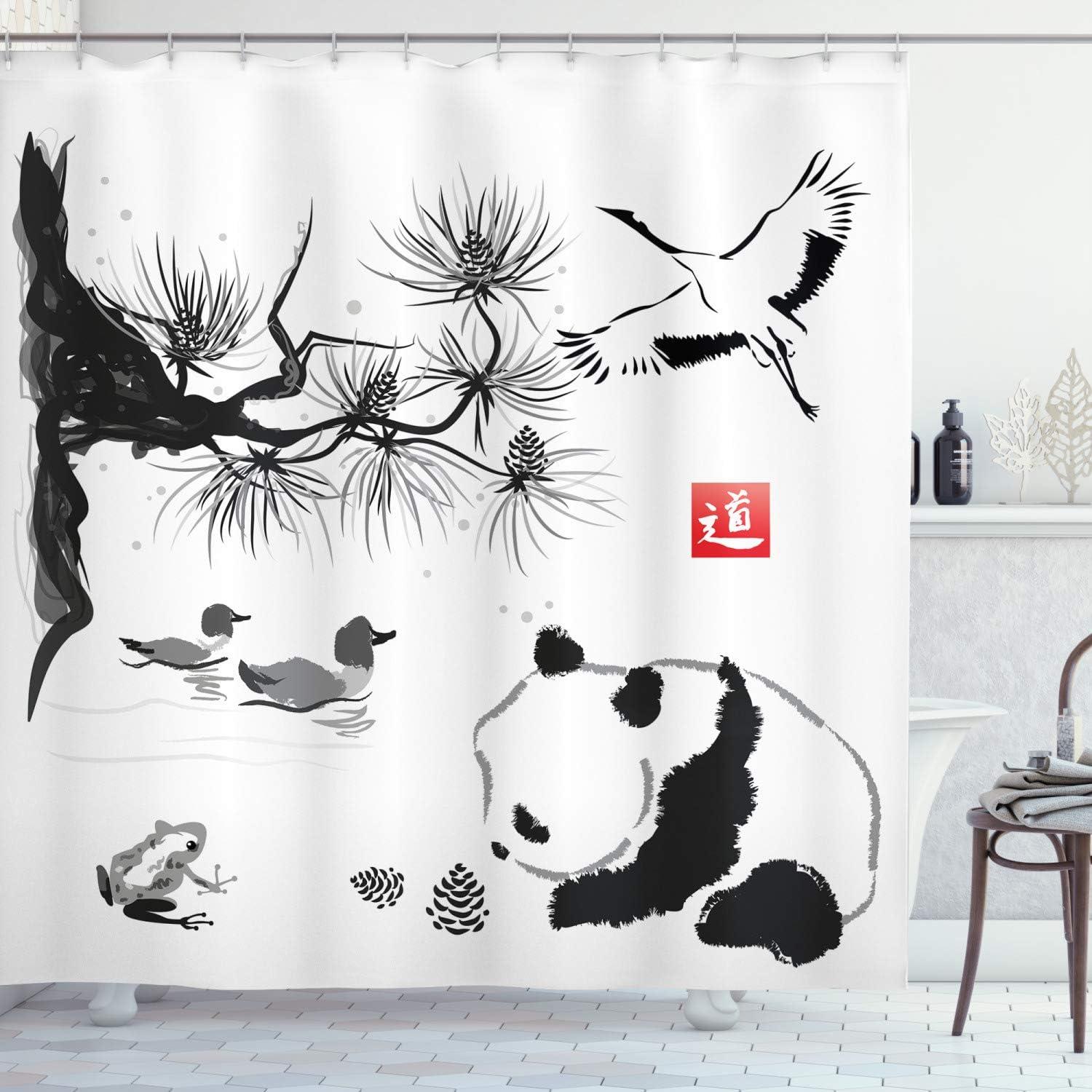 imageAmbesonne Sports Shower Curtain Cartoon Soccer Balls Showing Various Expressions Bored Laughing Happy Smiley Cloth Fabric Bathroom Decor Set with Hooks 69 W x 75 L White BlackCream Grey