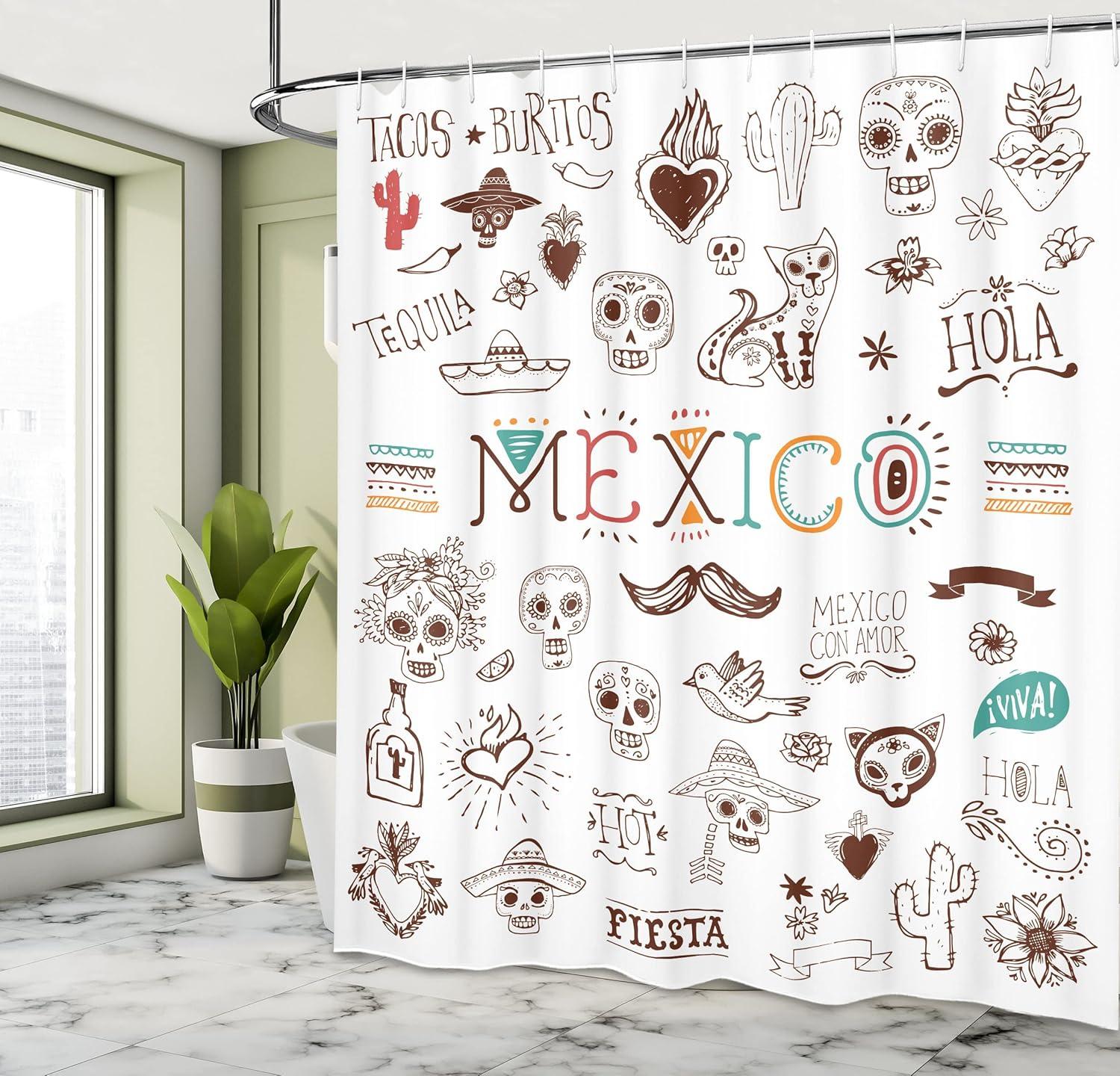 imageAmbesonne Sports Shower Curtain Cartoon Soccer Balls Showing Various Expressions Bored Laughing Happy Smiley Cloth Fabric Bathroom Decor Set with Hooks 69 W x 75 L White BlackBrown Turquoise