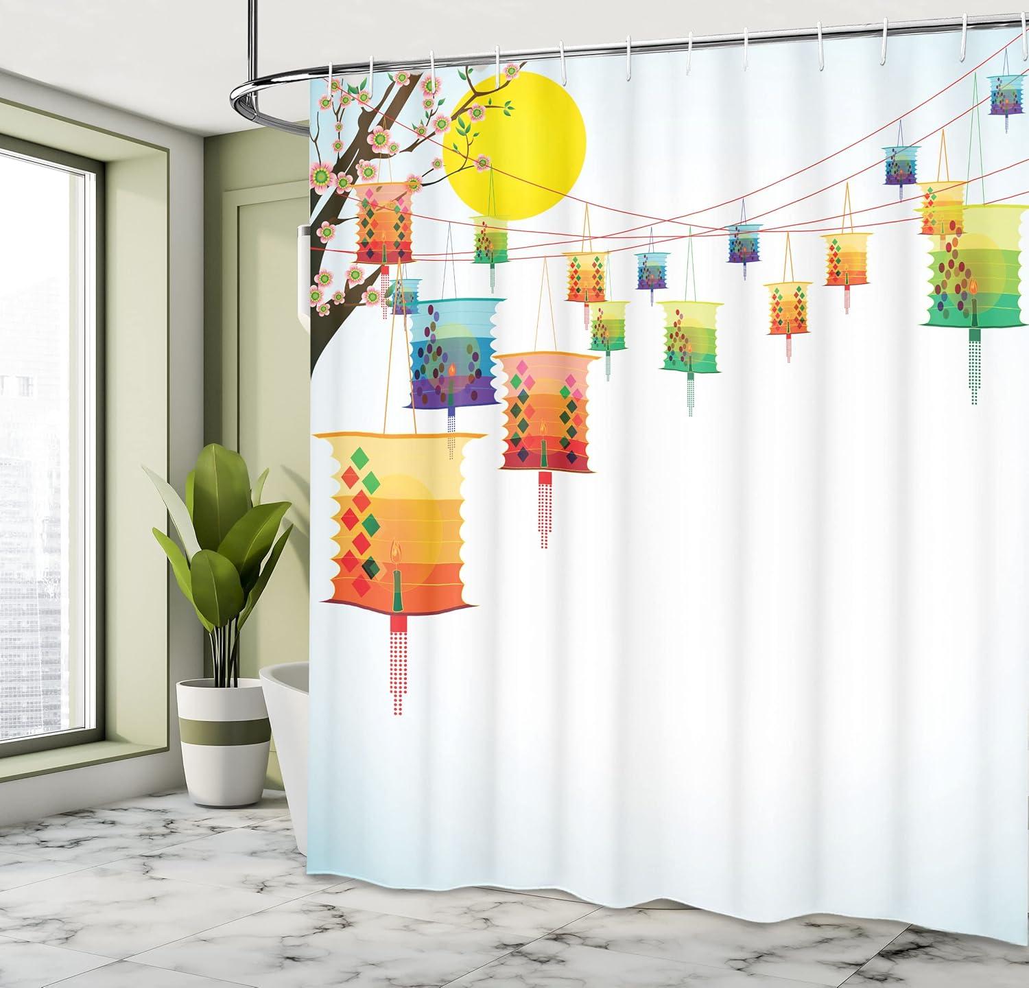imageAmbesonne Sports Shower Curtain Cartoon Soccer Balls Showing Various Expressions Bored Laughing Happy Smiley Cloth Fabric Bathroom Decor Set with Hooks 69 W x 75 L White BlackOrange Yellow and Blue