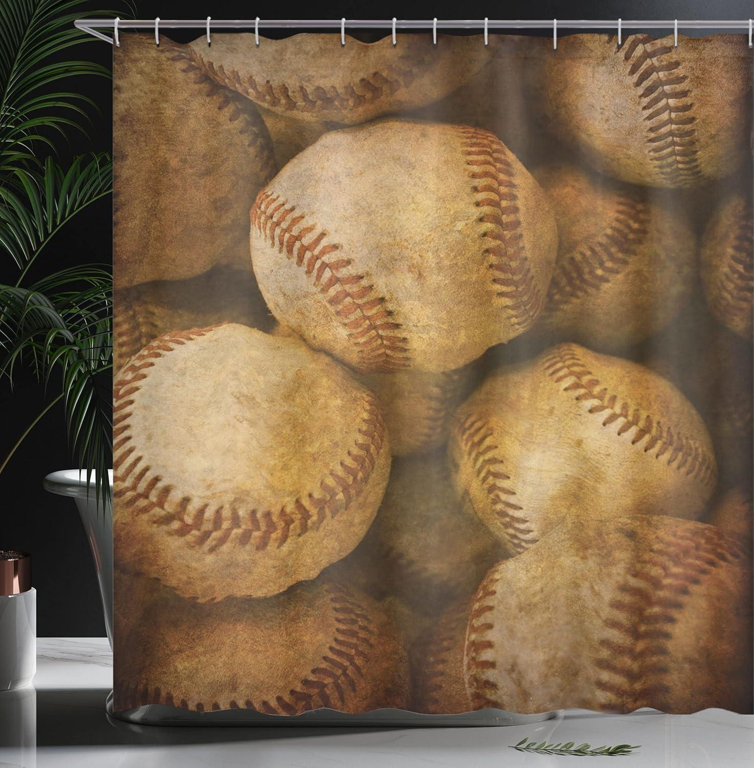 imageAmbesonne Sports Shower Curtain Cartoon Soccer Balls Showing Various Expressions Bored Laughing Happy Smiley Cloth Fabric Bathroom Decor Set with Hooks 69 W x 75 L White BlackBrown Yellow