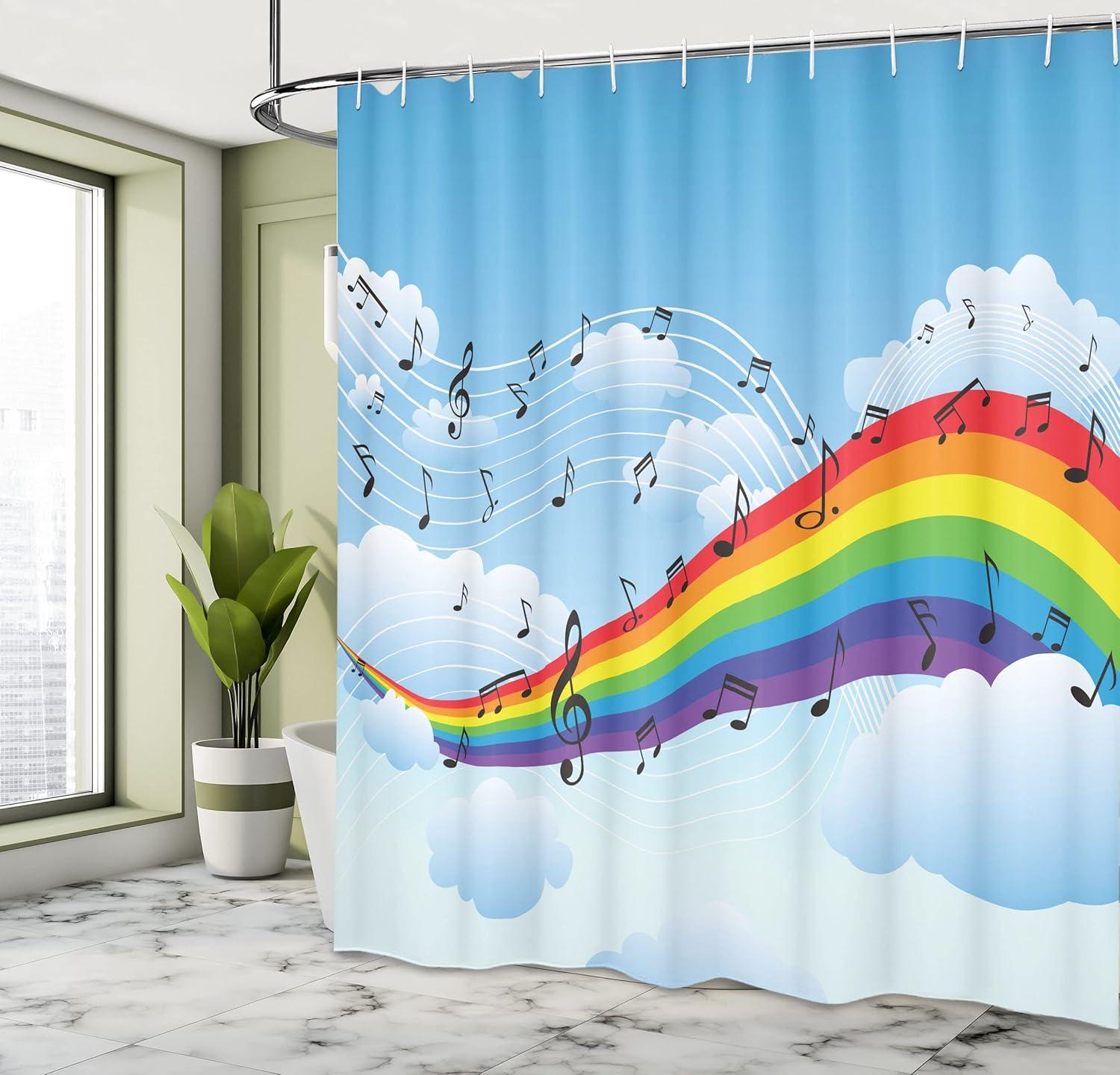 imageAmbesonne Sports Shower Curtain Cartoon Soccer Balls Showing Various Expressions Bored Laughing Happy Smiley Cloth Fabric Bathroom Decor Set with Hooks 69 W x 75 L White BlackAzure Blue