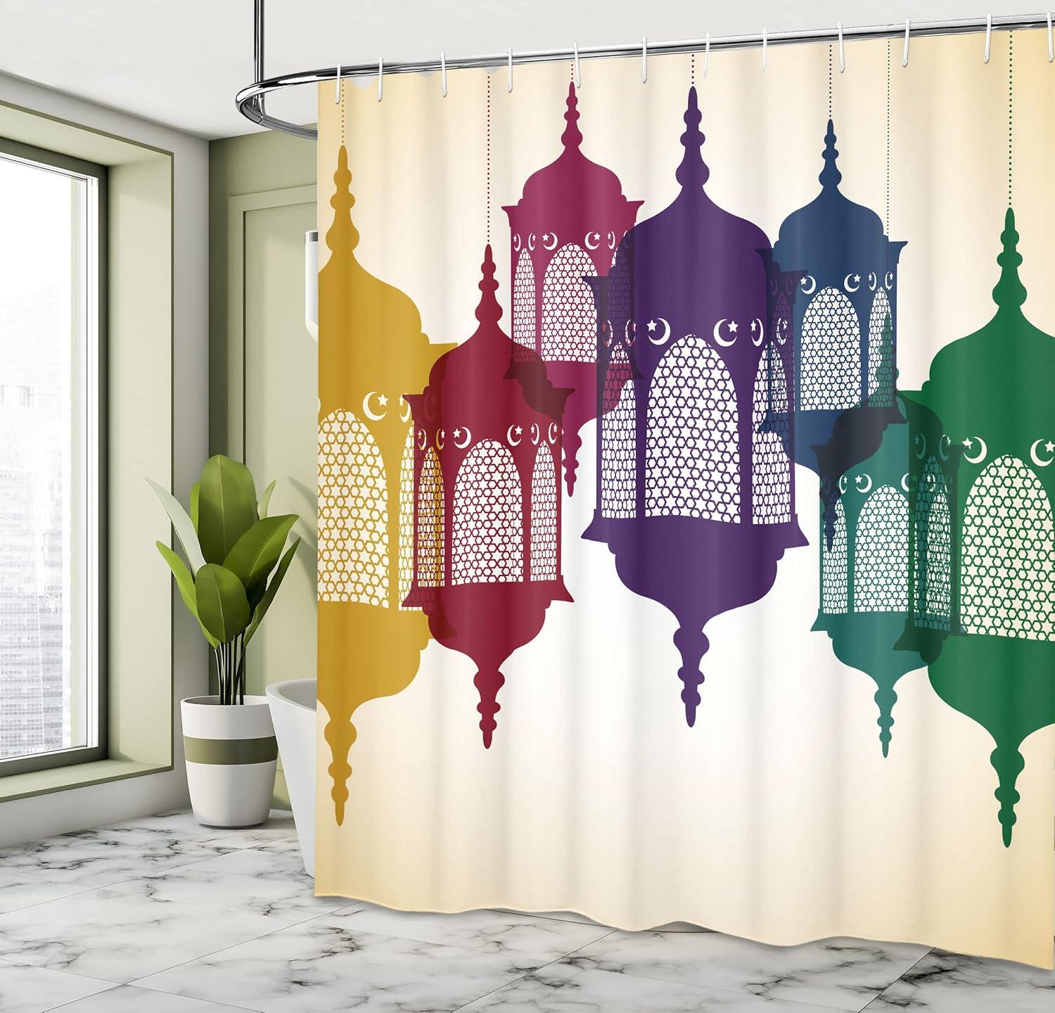 imageAmbesonne Sports Shower Curtain Cartoon Soccer Balls Showing Various Expressions Bored Laughing Happy Smiley Cloth Fabric Bathroom Decor Set with Hooks 69 W x 75 L White BlackYellow Green Purple and Red