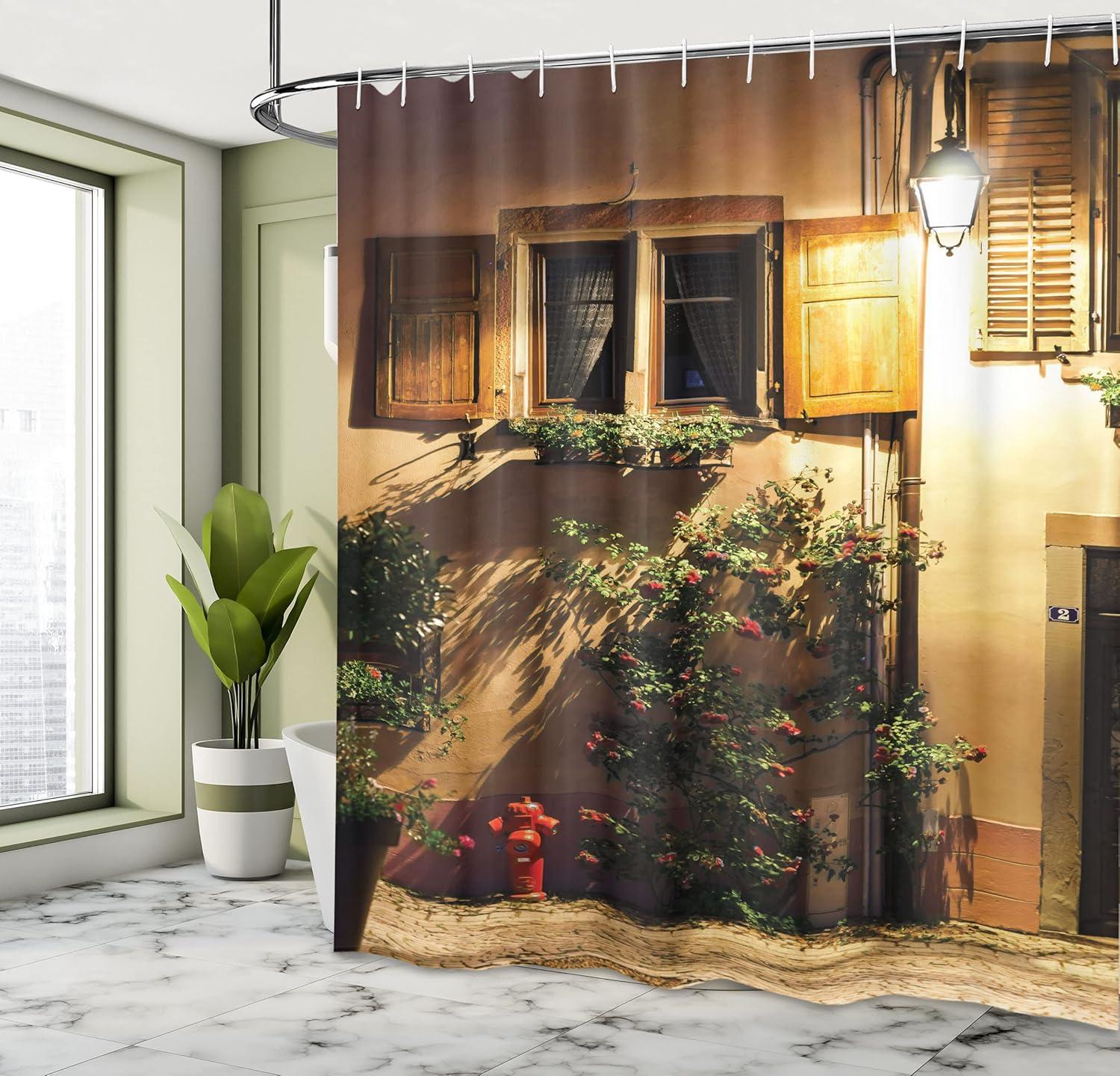 imageAmbesonne Sports Shower Curtain Cartoon Soccer Balls Showing Various Expressions Bored Laughing Happy Smiley Cloth Fabric Bathroom Decor Set with Hooks 69 W x 75 L White BlackPale Brown and Mustard