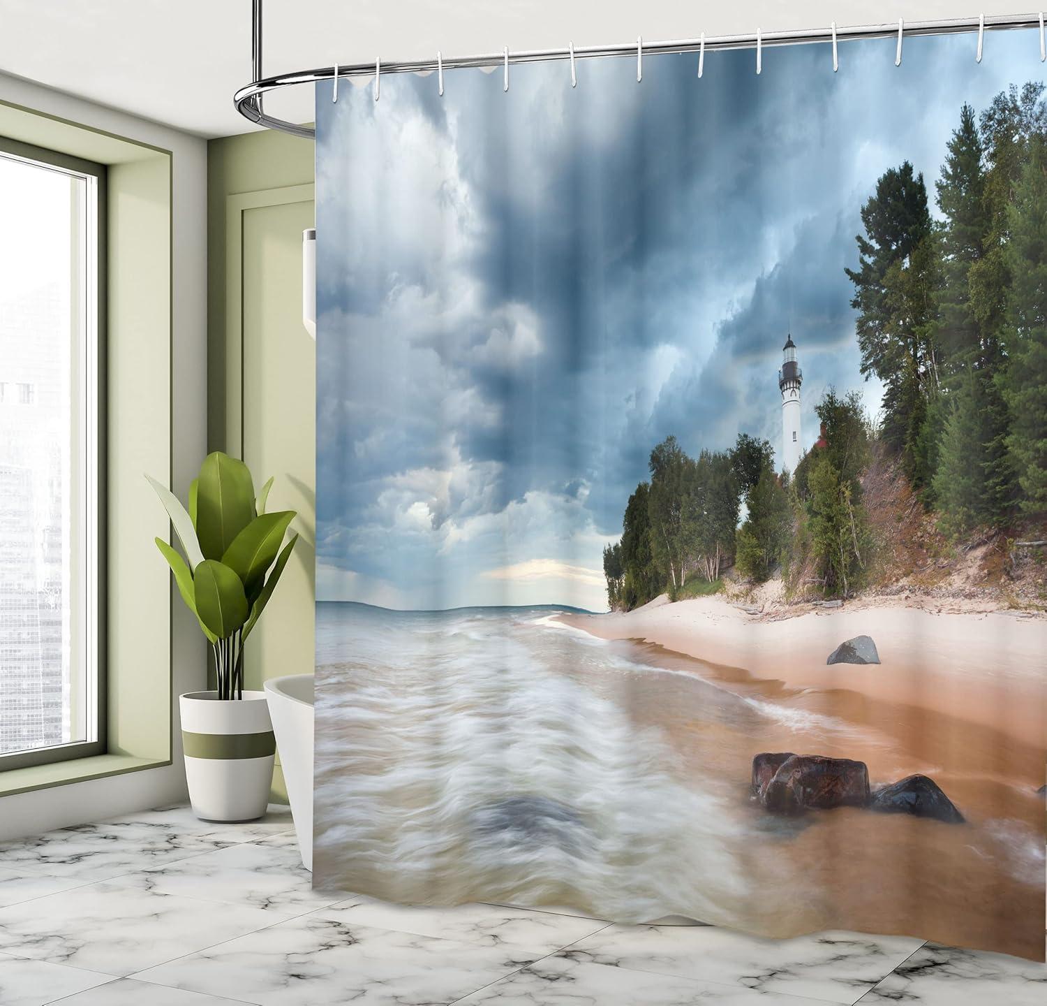 imageAmbesonne Sports Shower Curtain Cartoon Soccer Balls Showing Various Expressions Bored Laughing Happy Smiley Cloth Fabric Bathroom Decor Set with Hooks 69 W x 75 L White BlackCinnamon Green