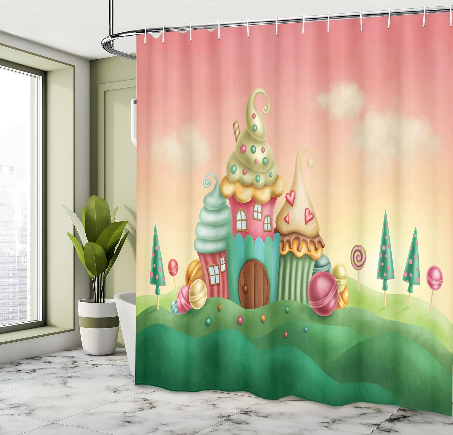 imageAmbesonne Sports Shower Curtain Cartoon Soccer Balls Showing Various Expressions Bored Laughing Happy Smiley Cloth Fabric Bathroom Decor Set with Hooks 69 W x 75 L White BlackCoral Green