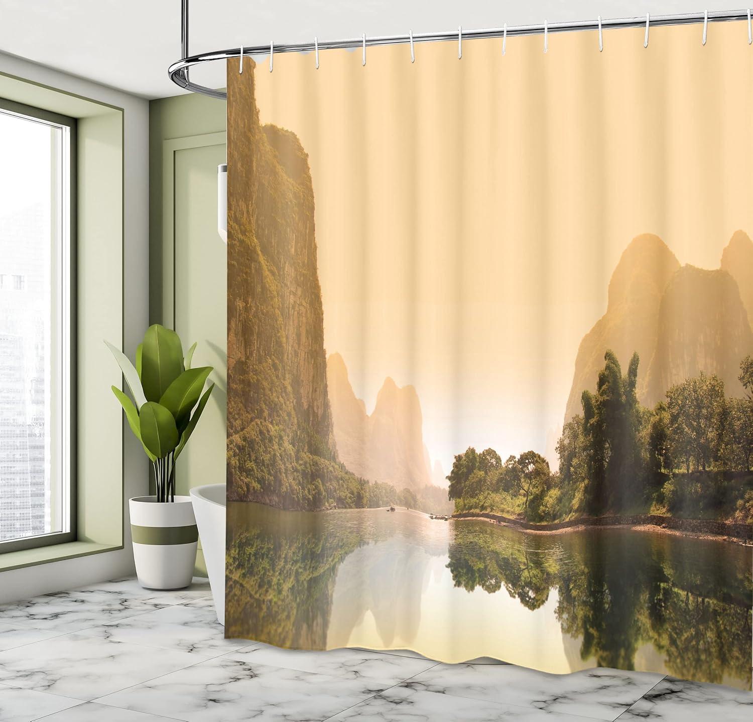 imageAmbesonne Sports Shower Curtain Cartoon Soccer Balls Showing Various Expressions Bored Laughing Happy Smiley Cloth Fabric Bathroom Decor Set with Hooks 69 W x 75 L White BlackForest Green