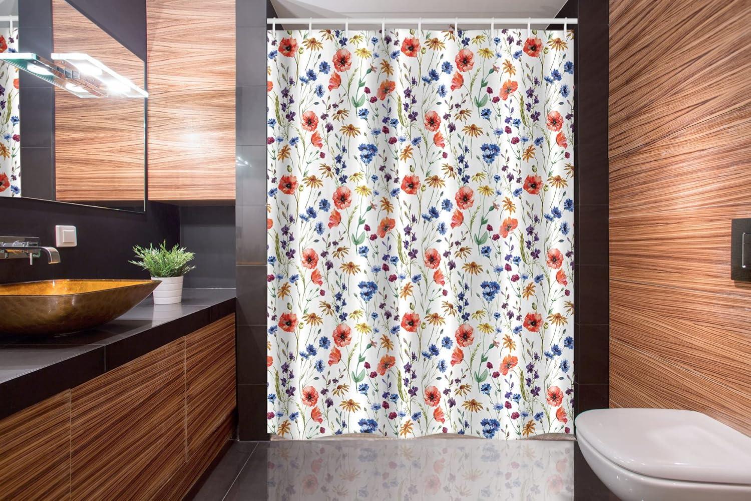 imageAmbesonne Sports Shower Curtain Cartoon Soccer Balls Showing Various Expressions Bored Laughing Happy Smiley Cloth Fabric Bathroom Decor Set with Hooks 69 W x 75 L White BlackOrange Blue