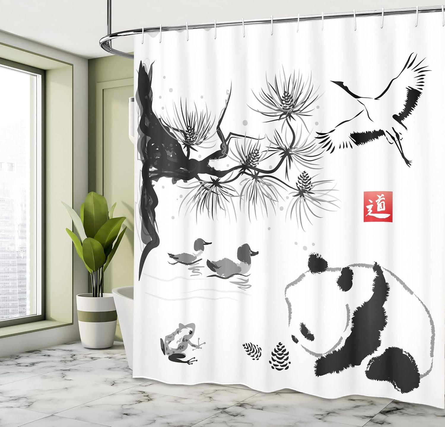 imageAmbesonne Sports Shower Curtain Cartoon Soccer Balls Showing Various Expressions Bored Laughing Happy Smiley Cloth Fabric Bathroom Decor Set with Hooks 69 W x 75 L White BlackCream Grey
