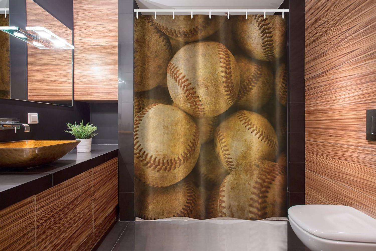imageAmbesonne Sports Shower Curtain Cartoon Soccer Balls Showing Various Expressions Bored Laughing Happy Smiley Cloth Fabric Bathroom Decor Set with Hooks 69 W x 75 L White BlackBrown Yellow