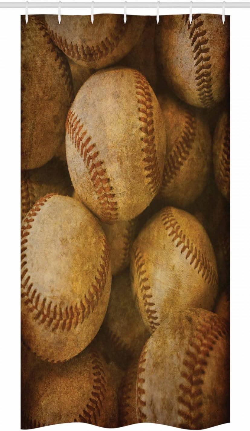 imageAmbesonne Sports Shower Curtain Cartoon Soccer Balls Showing Various Expressions Bored Laughing Happy Smiley Cloth Fabric Bathroom Decor Set with Hooks 69 W x 75 L White BlackBrown Yellow