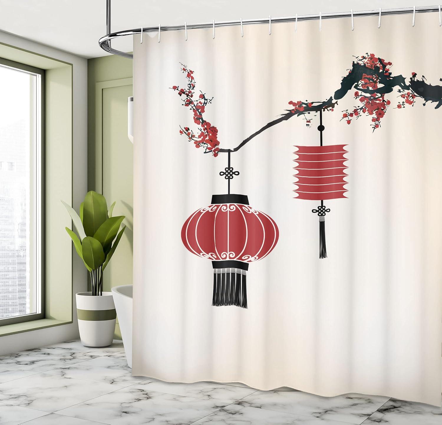 imageAmbesonne Sports Shower Curtain Cartoon Soccer Balls Showing Various Expressions Bored Laughing Happy Smiley Cloth Fabric Bathroom Decor Set with Hooks 69 W x 75 L White BlackBlack and Red