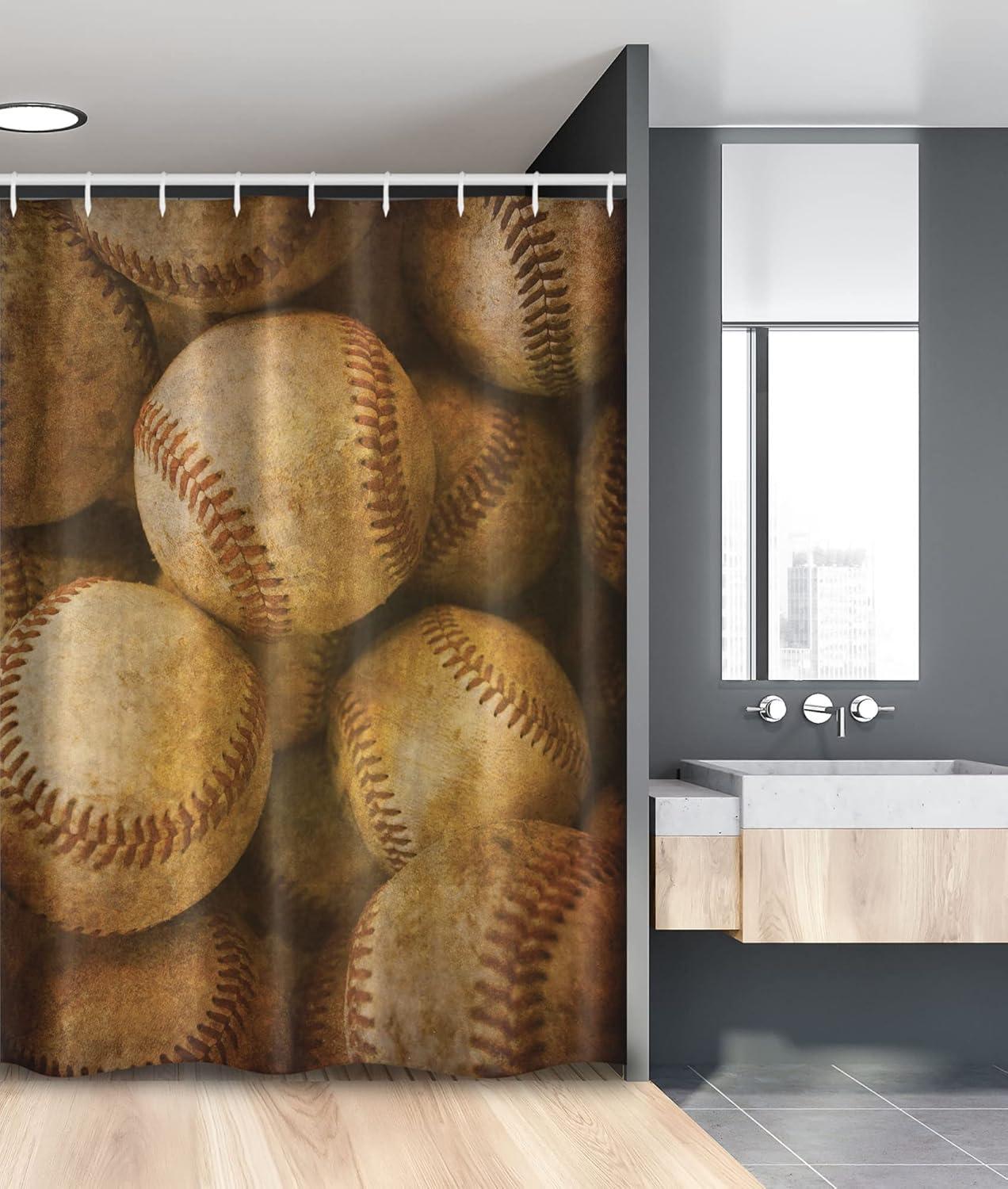imageAmbesonne Sports Shower Curtain Cartoon Soccer Balls Showing Various Expressions Bored Laughing Happy Smiley Cloth Fabric Bathroom Decor Set with Hooks 69 W x 75 L White BlackBrown Yellow