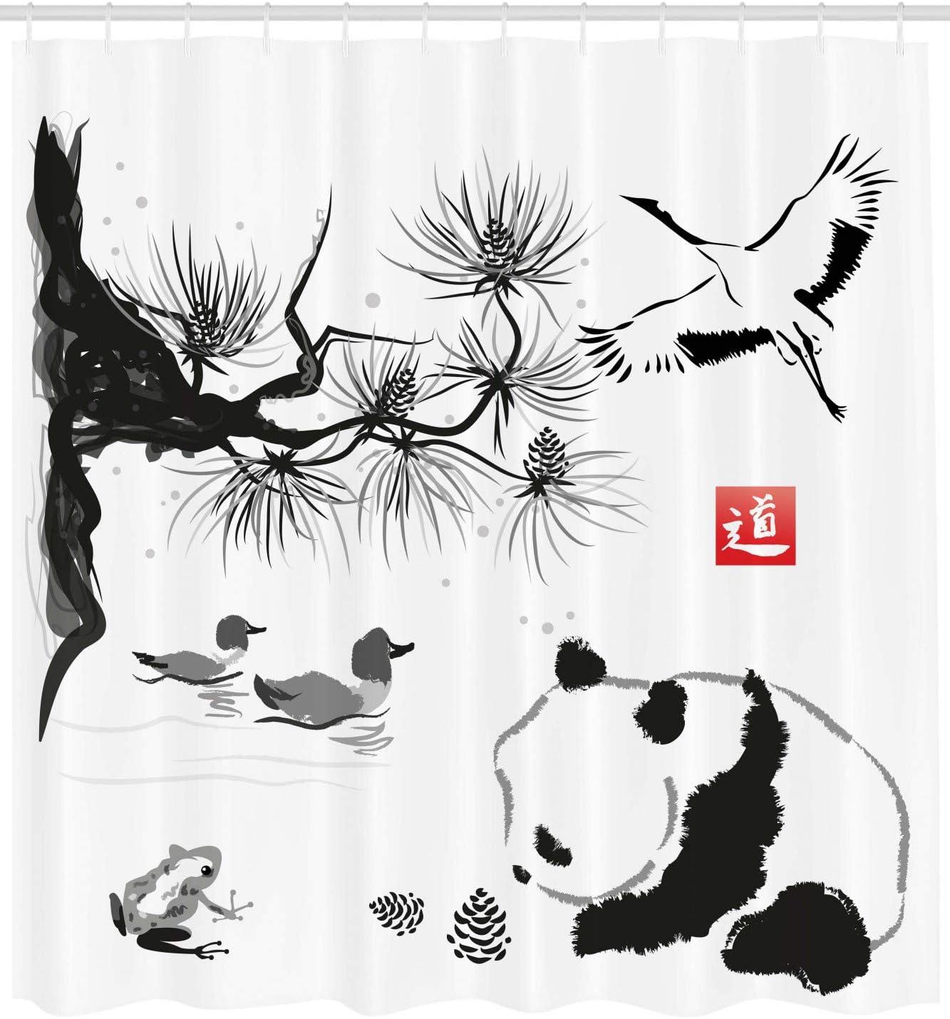 imageAmbesonne Sports Shower Curtain Cartoon Soccer Balls Showing Various Expressions Bored Laughing Happy Smiley Cloth Fabric Bathroom Decor Set with Hooks 69 W x 75 L White BlackCream Grey