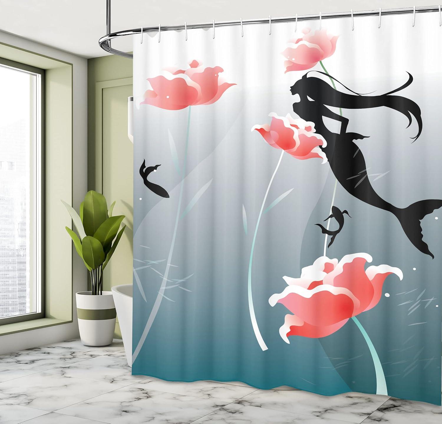 imageAmbesonne Sports Shower Curtain Cartoon Soccer Balls Showing Various Expressions Bored Laughing Happy Smiley Cloth Fabric Bathroom Decor Set with Hooks 69 W x 75 L White BlackBlack Coral