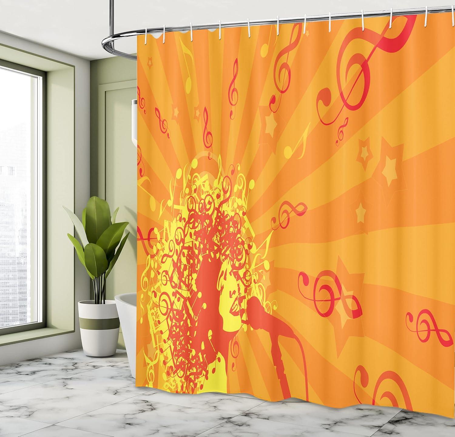imageAmbesonne Sports Shower Curtain Cartoon Soccer Balls Showing Various Expressions Bored Laughing Happy Smiley Cloth Fabric Bathroom Decor Set with Hooks 69 W x 75 L White BlackOrange Yellow