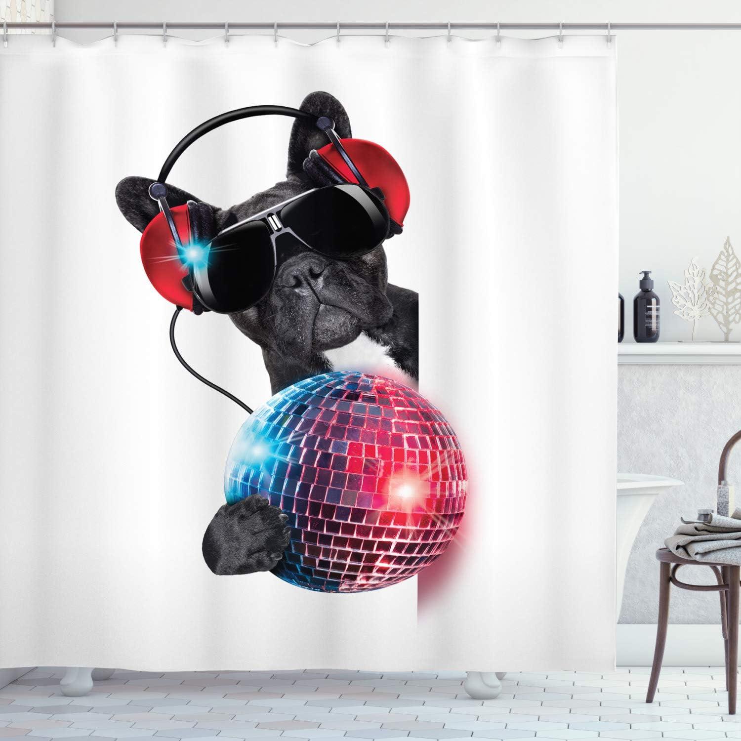 imageAmbesonne Sports Shower Curtain Cartoon Soccer Balls Showing Various Expressions Bored Laughing Happy Smiley Cloth Fabric Bathroom Decor Set with Hooks 69 W x 75 L White BlackGrey Magenta