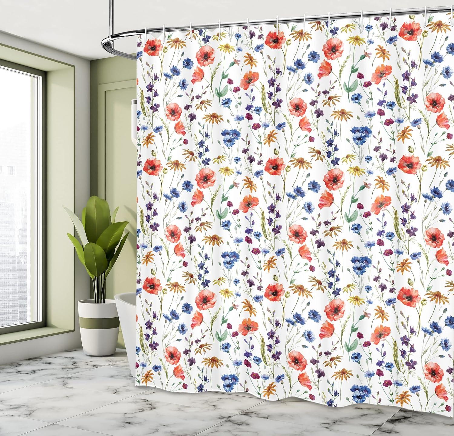 imageAmbesonne Sports Shower Curtain Cartoon Soccer Balls Showing Various Expressions Bored Laughing Happy Smiley Cloth Fabric Bathroom Decor Set with Hooks 69 W x 75 L White BlackOrange Blue
