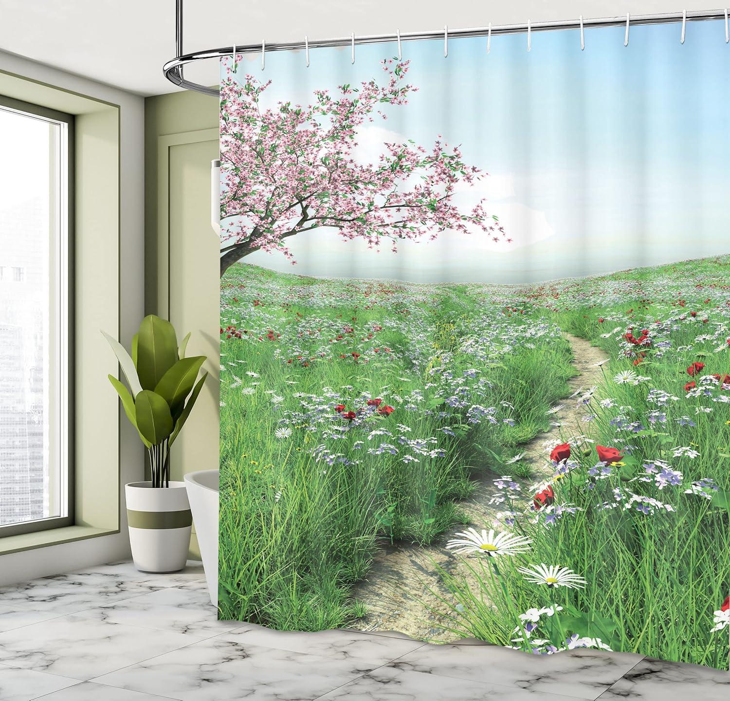 imageAmbesonne Sports Shower Curtain Cartoon Soccer Balls Showing Various Expressions Bored Laughing Happy Smiley Cloth Fabric Bathroom Decor Set with Hooks 69 W x 75 L White BlackGreen Sky