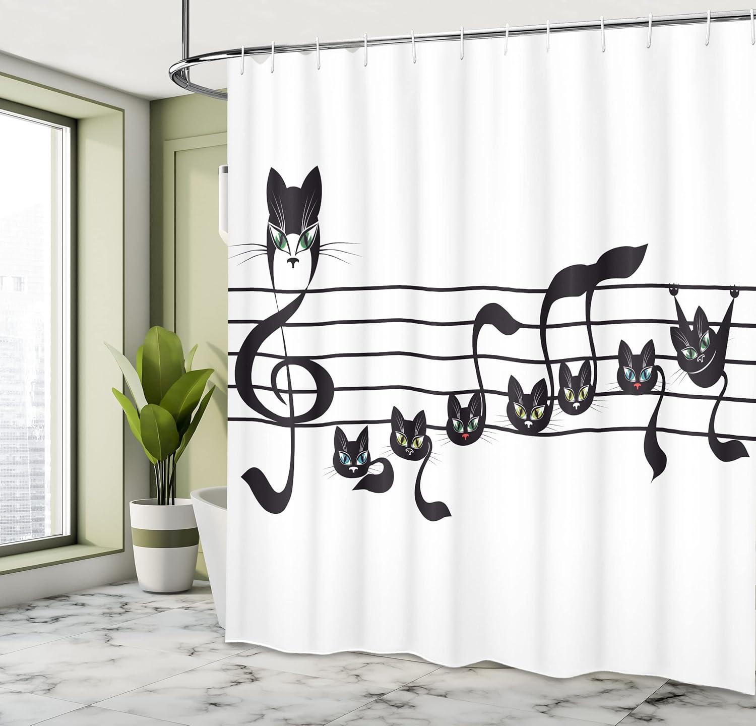 imageAmbesonne Sports Shower Curtain Cartoon Soccer Balls Showing Various Expressions Bored Laughing Happy Smiley Cloth Fabric Bathroom Decor Set with Hooks 69 W x 75 L White BlackCream and Black