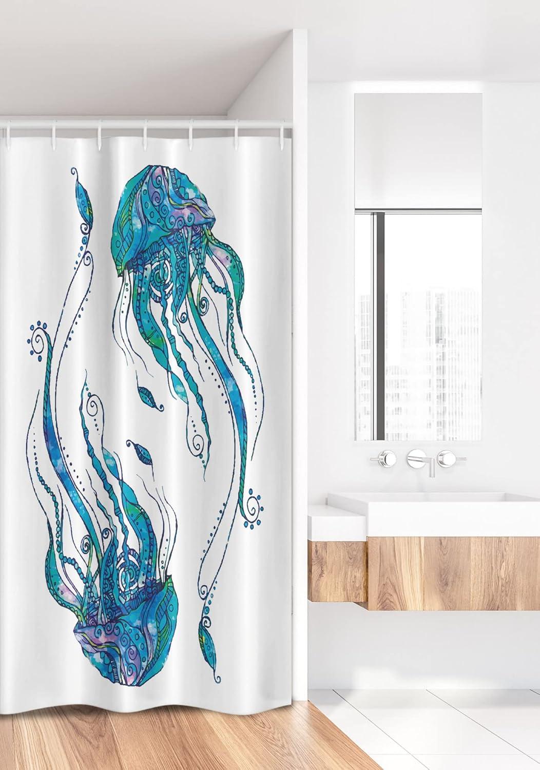 imageAmbesonne Sports Shower Curtain Cartoon Soccer Balls Showing Various Expressions Bored Laughing Happy Smiley Cloth Fabric Bathroom Decor Set with Hooks 69 W x 75 L White BlackTurquoise