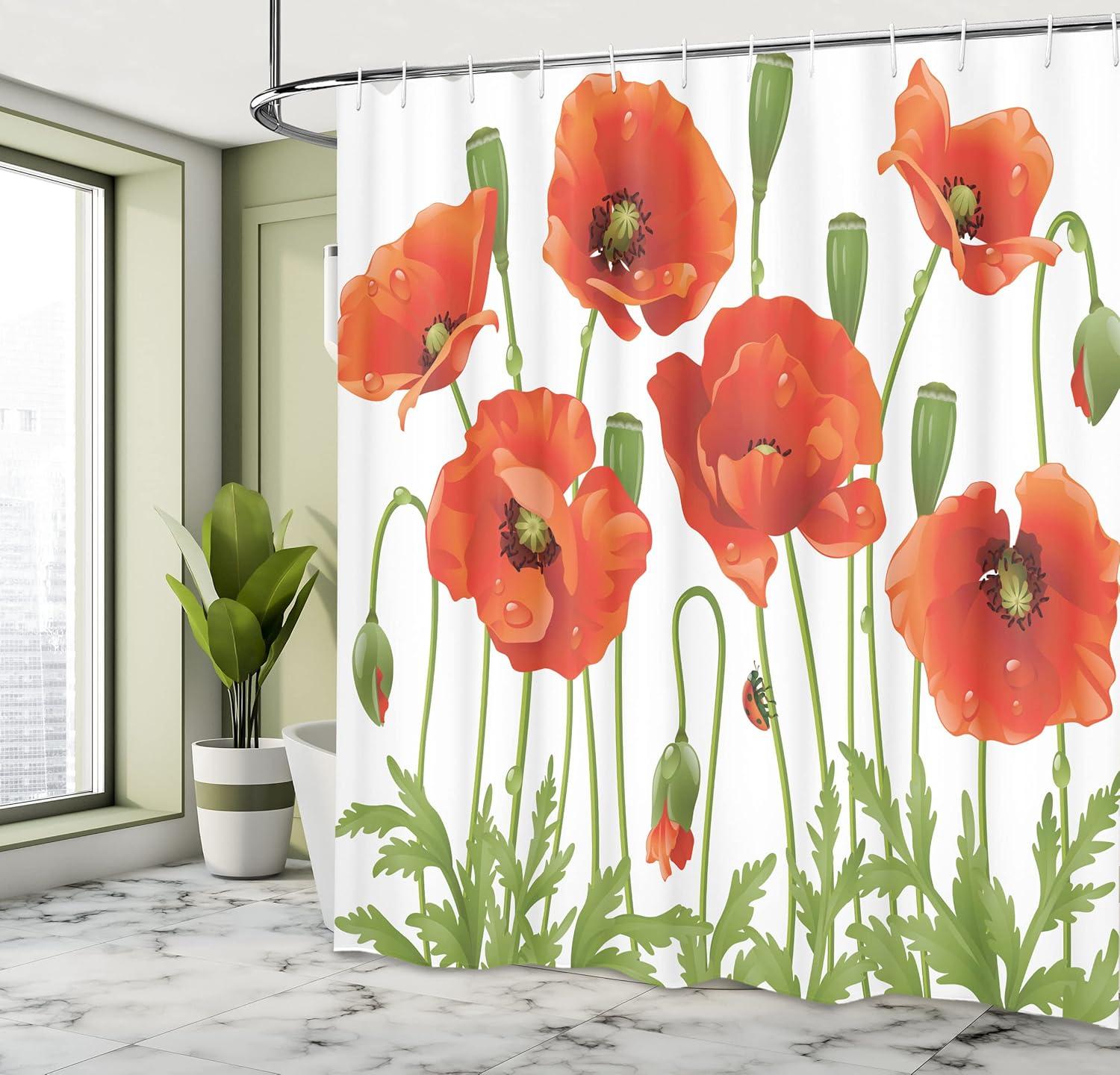 imageAmbesonne Sports Shower Curtain Cartoon Soccer Balls Showing Various Expressions Bored Laughing Happy Smiley Cloth Fabric Bathroom Decor Set with Hooks 69 W x 75 L White BlackOrange Fern Green