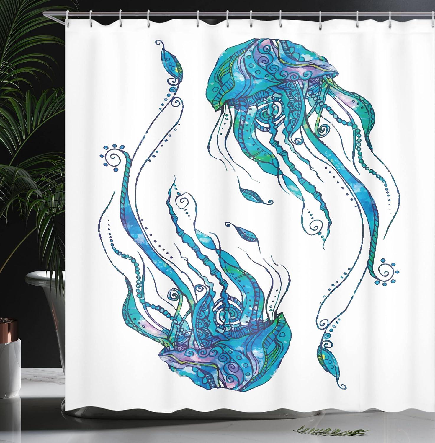 imageAmbesonne Sports Shower Curtain Cartoon Soccer Balls Showing Various Expressions Bored Laughing Happy Smiley Cloth Fabric Bathroom Decor Set with Hooks 69 W x 75 L White BlackTurquoise