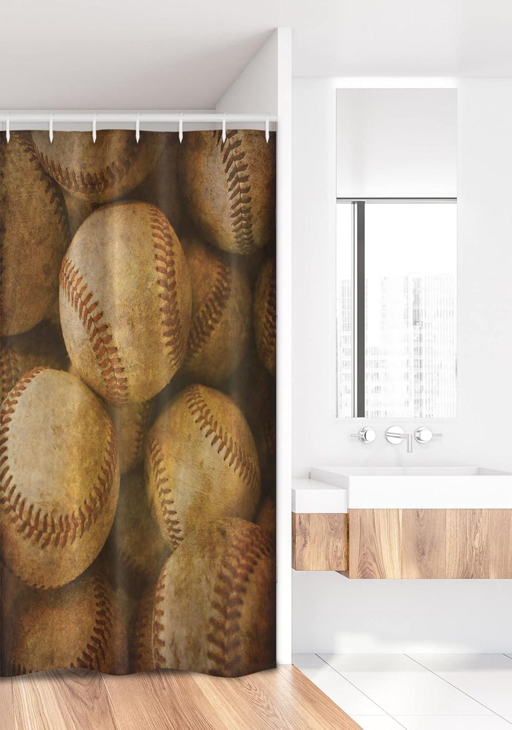 imageAmbesonne Sports Shower Curtain Cartoon Soccer Balls Showing Various Expressions Bored Laughing Happy Smiley Cloth Fabric Bathroom Decor Set with Hooks 69 W x 75 L White BlackBrown Yellow