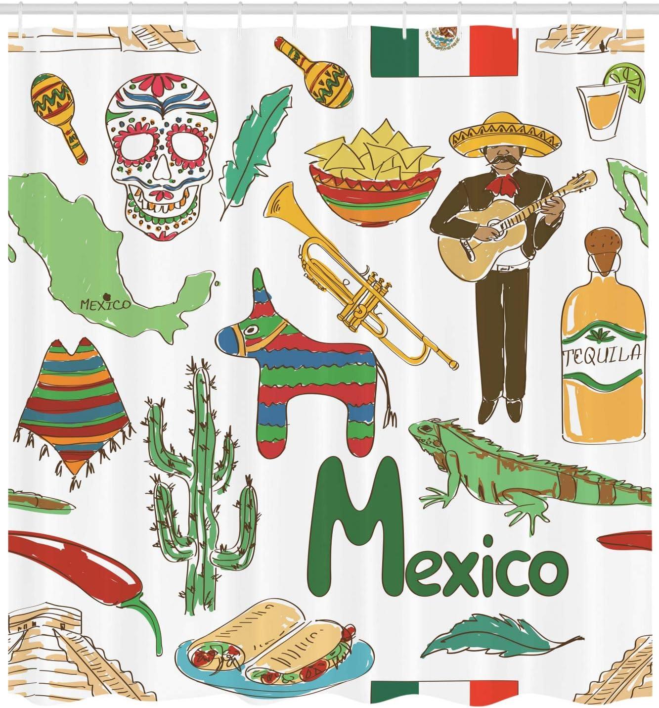 imageAmbesonne Sports Shower Curtain Cartoon Soccer Balls Showing Various Expressions Bored Laughing Happy Smiley Cloth Fabric Bathroom Decor Set with Hooks 69 W x 75 L White BlackOlive Mustard