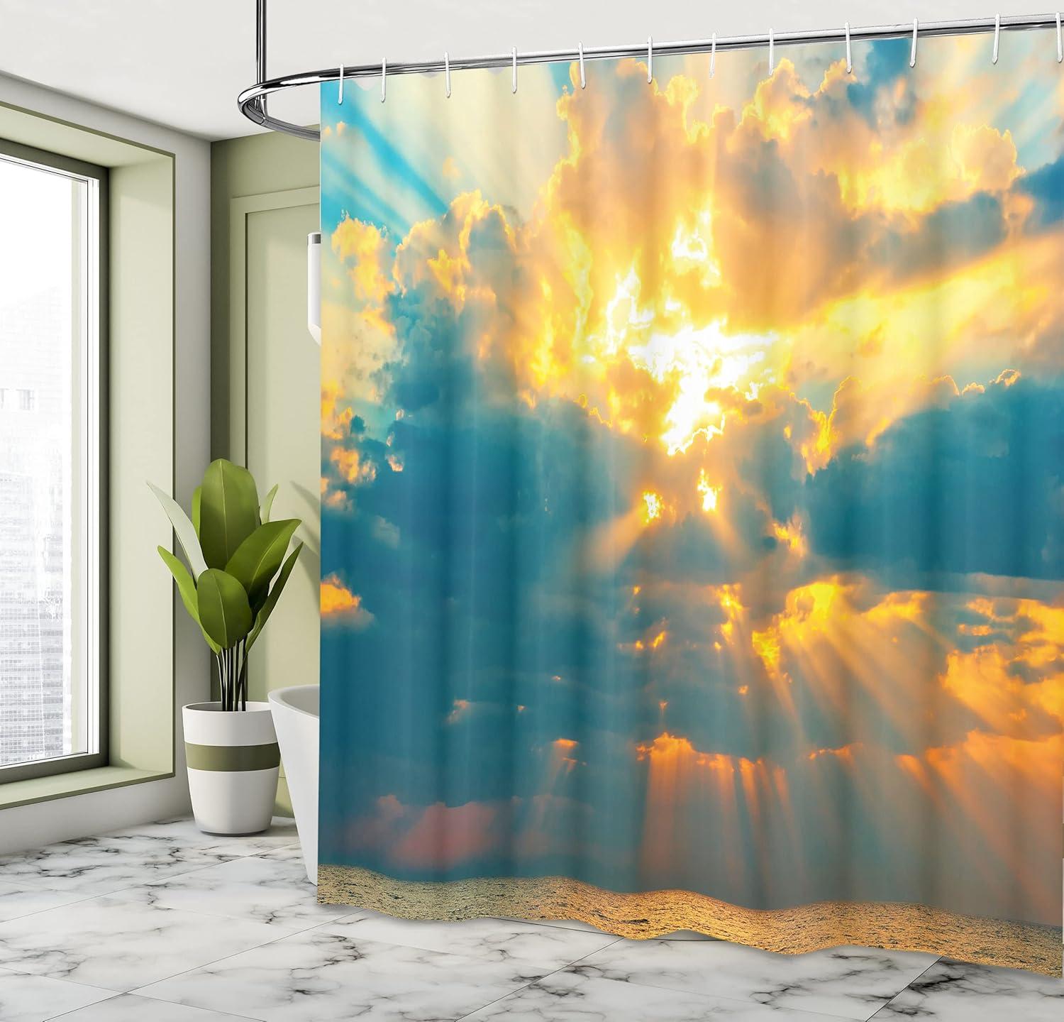 imageAmbesonne Sports Shower Curtain Cartoon Soccer Balls Showing Various Expressions Bored Laughing Happy Smiley Cloth Fabric Bathroom Decor Set with Hooks 69 W x 75 L White BlackTurquoise Yellow