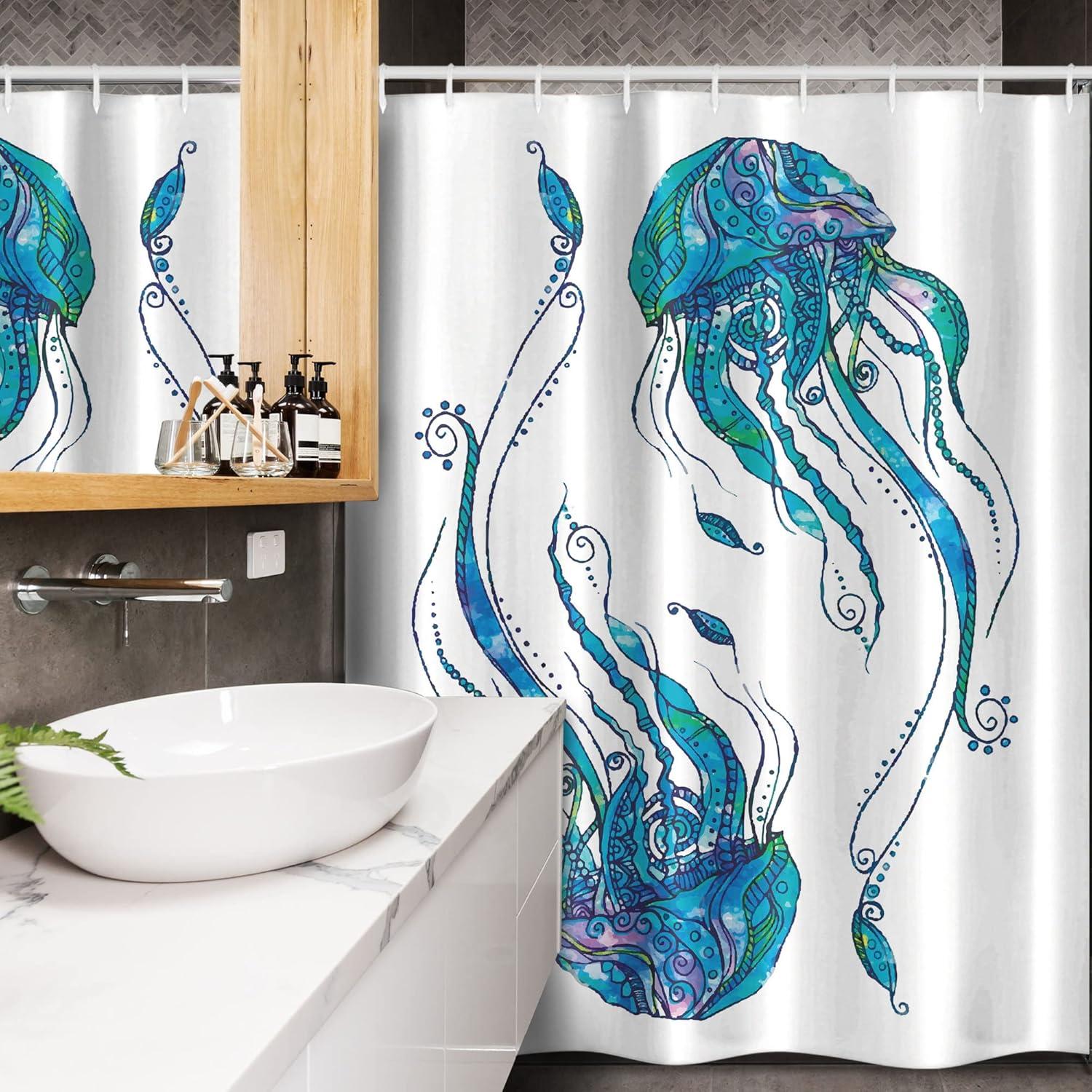 imageAmbesonne Sports Shower Curtain Cartoon Soccer Balls Showing Various Expressions Bored Laughing Happy Smiley Cloth Fabric Bathroom Decor Set with Hooks 69 W x 75 L White BlackTurquoise