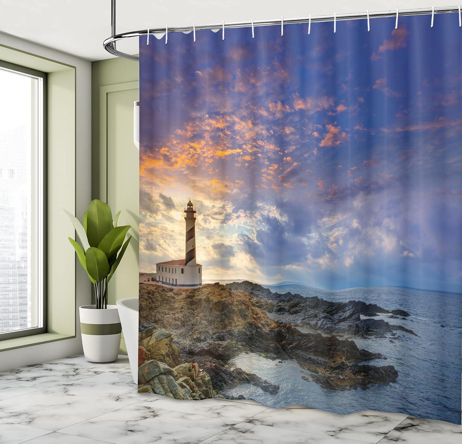 imageAmbesonne Sports Shower Curtain Cartoon Soccer Balls Showing Various Expressions Bored Laughing Happy Smiley Cloth Fabric Bathroom Decor Set with Hooks 69 W x 75 L White BlackBrown Blue