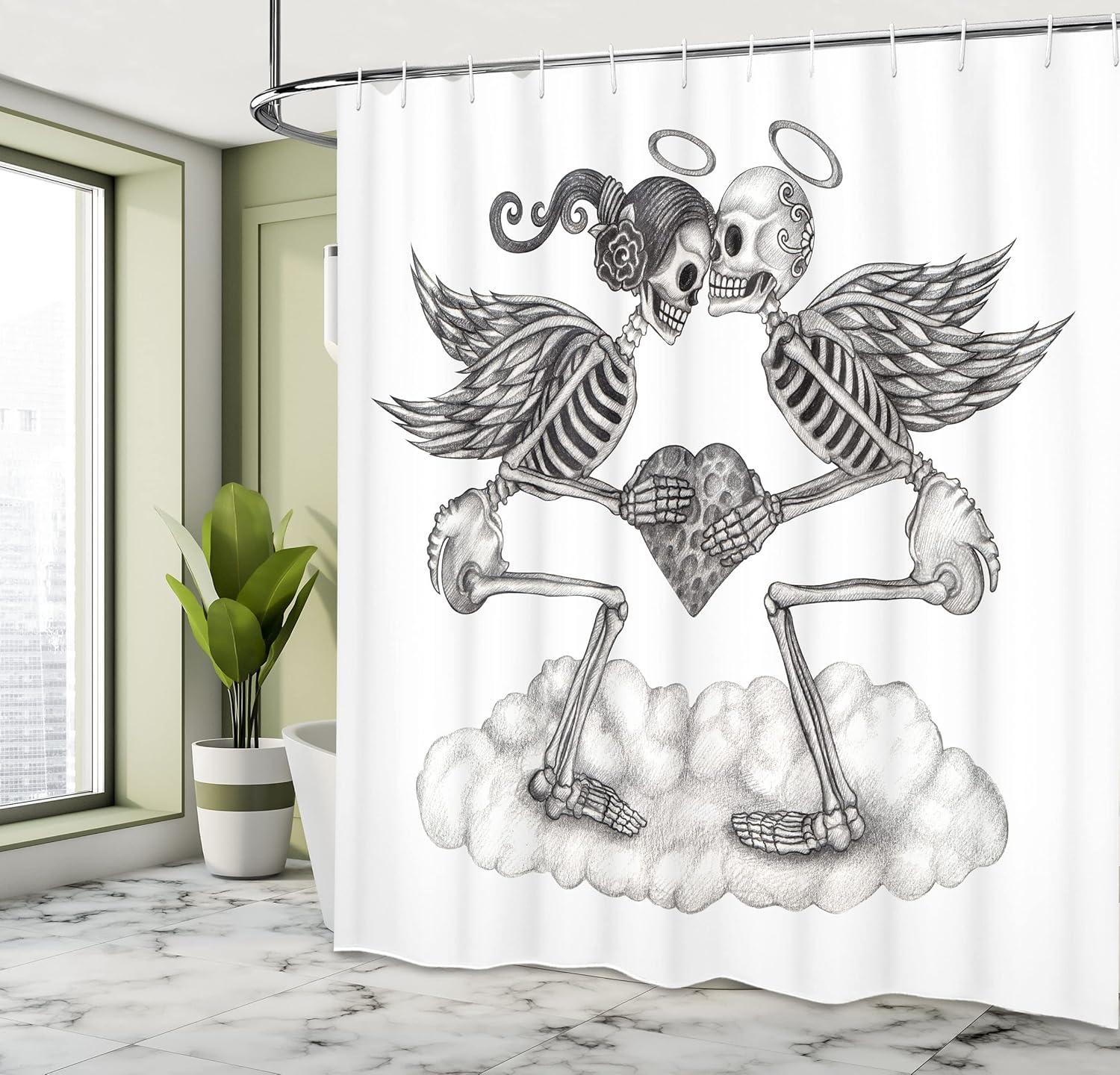 imageAmbesonne Sports Shower Curtain Cartoon Soccer Balls Showing Various Expressions Bored Laughing Happy Smiley Cloth Fabric Bathroom Decor Set with Hooks 69 W x 75 L White BlackBlack White