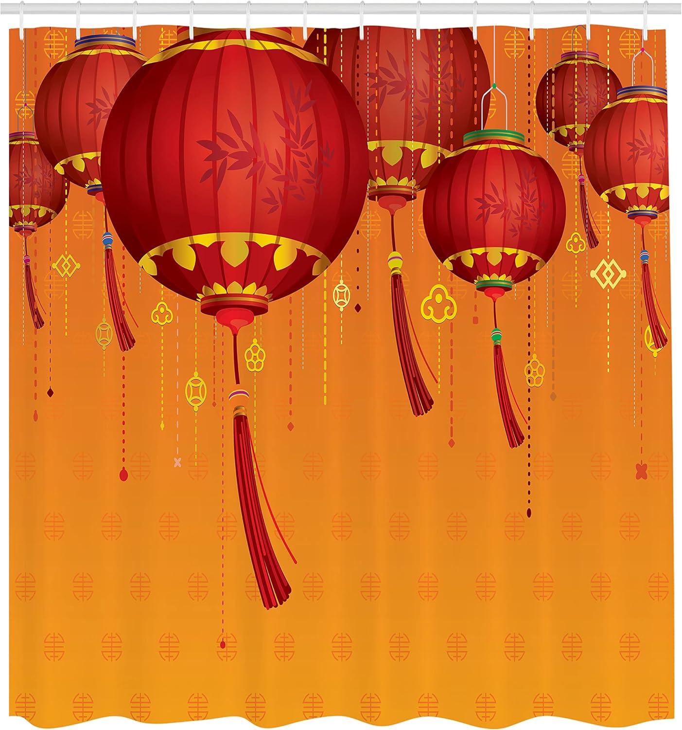 imageAmbesonne Sports Shower Curtain Cartoon Soccer Balls Showing Various Expressions Bored Laughing Happy Smiley Cloth Fabric Bathroom Decor Set with Hooks 69 W x 75 L White BlackOrange and Red