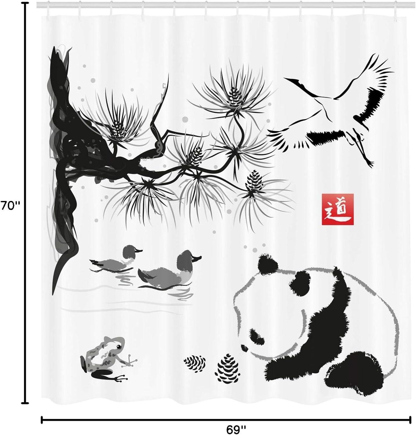 imageAmbesonne Sports Shower Curtain Cartoon Soccer Balls Showing Various Expressions Bored Laughing Happy Smiley Cloth Fabric Bathroom Decor Set with Hooks 69 W x 75 L White BlackCream Grey
