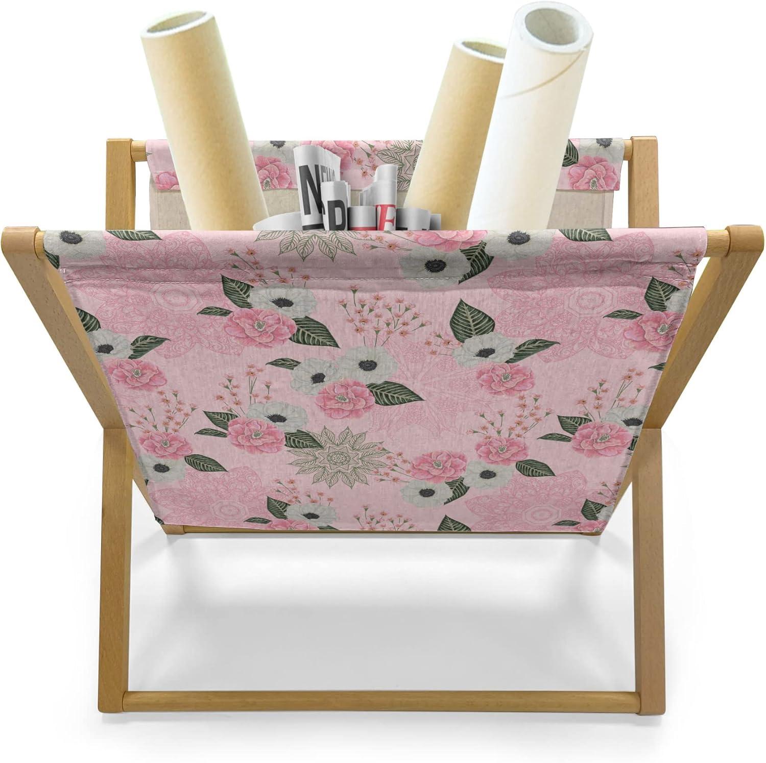 imageAmbesonne Spring Magazine and Book Holder Blossoms Forms Heart Shapes Valentines Day Orderly Repeated Illustration Floor Rack Decor for Interior of Home amp Office 22 x 19 White Pale FuchsiaPale Pink Peacock Green